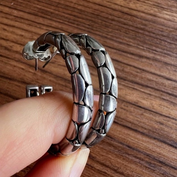 John Hardy Silver Hoop Earrings - Picture 1 of 4